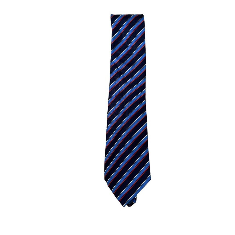 Harrods Knightsbridge Tie Blue Red Navy Necktie 100% Silk Made in England